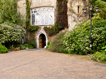 Gardens along the entrance of the Malahide Castle in Dublin, Ireland
