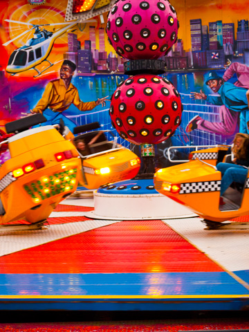 A spinning carnival ride