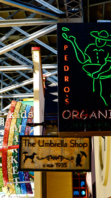Neon signs on Granville Island in Vancouver, Canada
